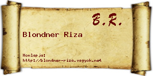 Blondner Riza névjegykártya